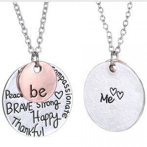 Two Tone Silver Gold Be Words Necklace